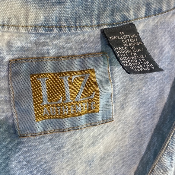 Liz Authentic Jean Bleached Distressed Mini Overhauls Sz M - Picture 4 of 6